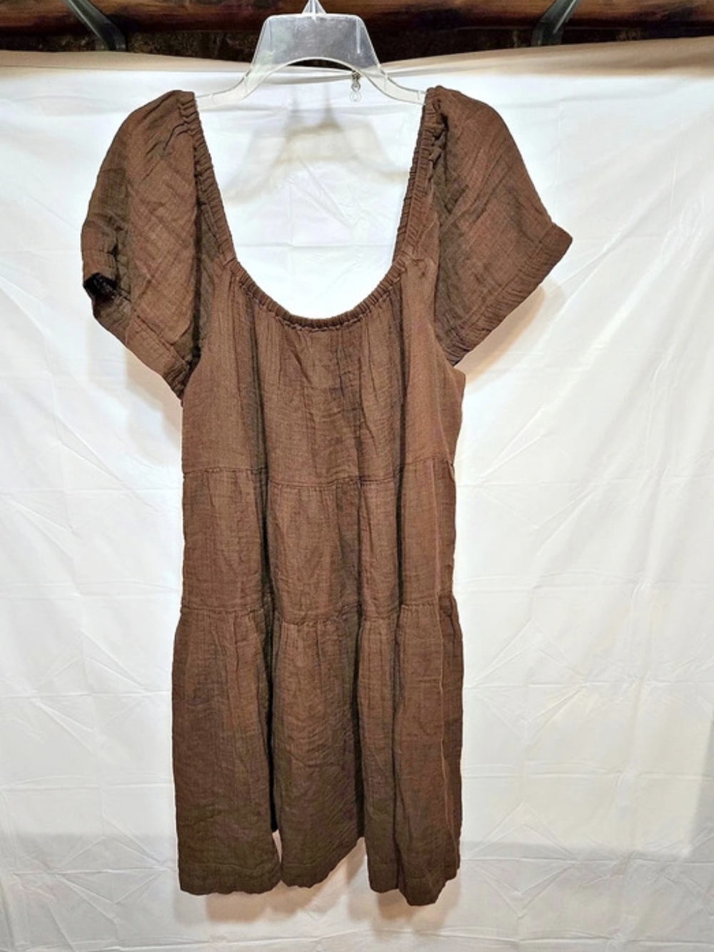 Old Navy Tiered Cotton Mini Dress in Brown, Large NWT